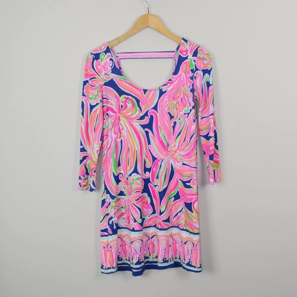 Lilly Pulitzer Emma Swing Dress Resort Navy Banana Flambe - Picture 3 of 7